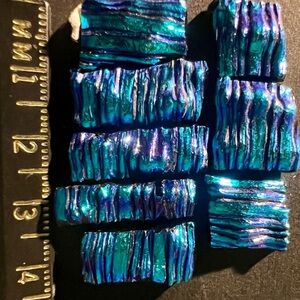 Art glass Blue cabochons for jewelry making Dichroic Glass